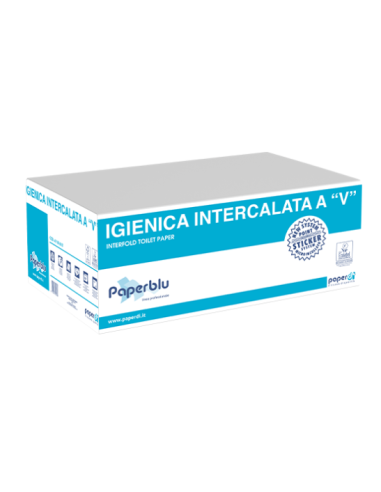 Carta Igienica Pura Cellulosa 2 Veli, Intercalata a V, 225 Foglietti - Paperdi